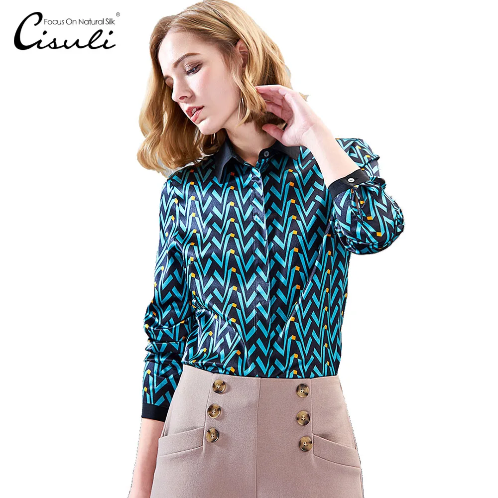 

CISULI Silk Blouses Women Shirts For Spring and Summer Silk Satin Blouses Woman Long Sleeve Plus Size 5XL