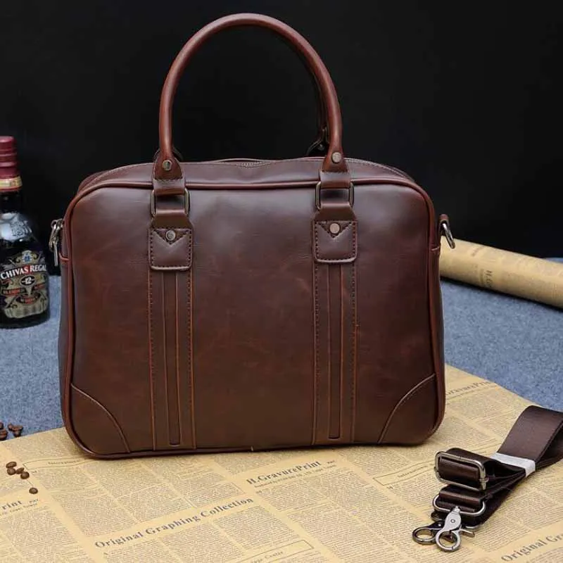 

Men's business PU leather handbag briefcase mean handbag sacoche homme messenger bags laptop tote bag