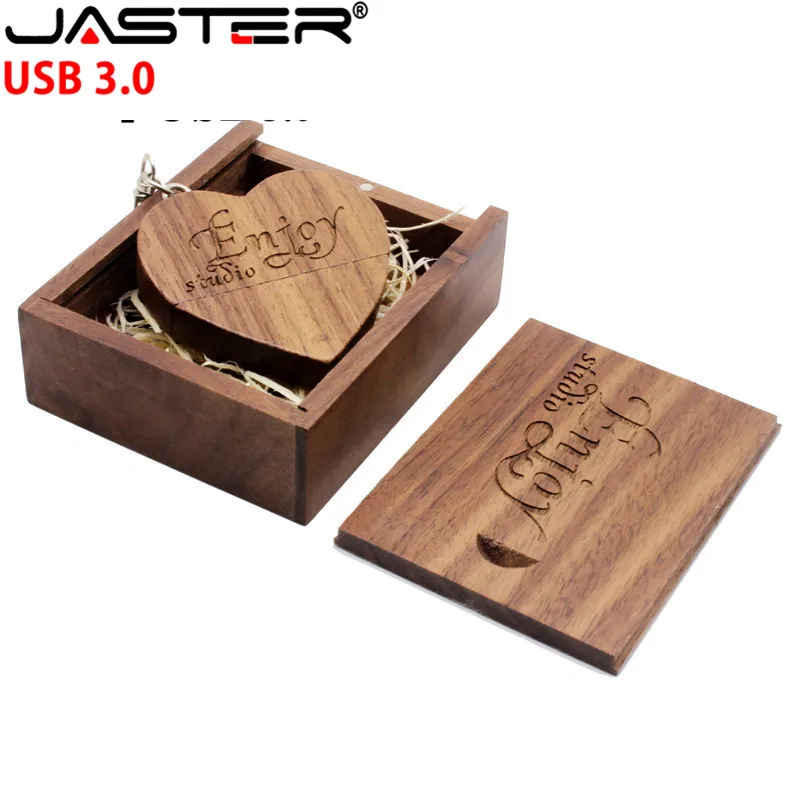 JASTER USB 3,0(10 шт. бесплатный логотип) деревянная Любовь Сердце usb+ коробка USB флэш-накопитель Флешка 8 ГБ 16 ГБ 32 ГБ логотип клиента свадебный подарок
