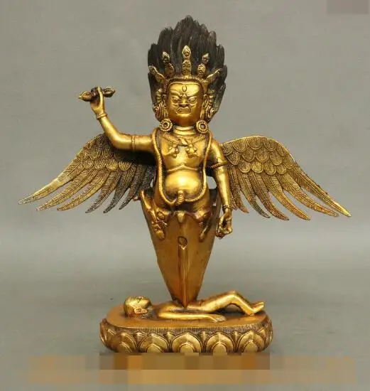 

S4104 11" Chinese Tibetan Buddhism Bronze Wrathful Heruka Vajrakilaya Mahakala Statue