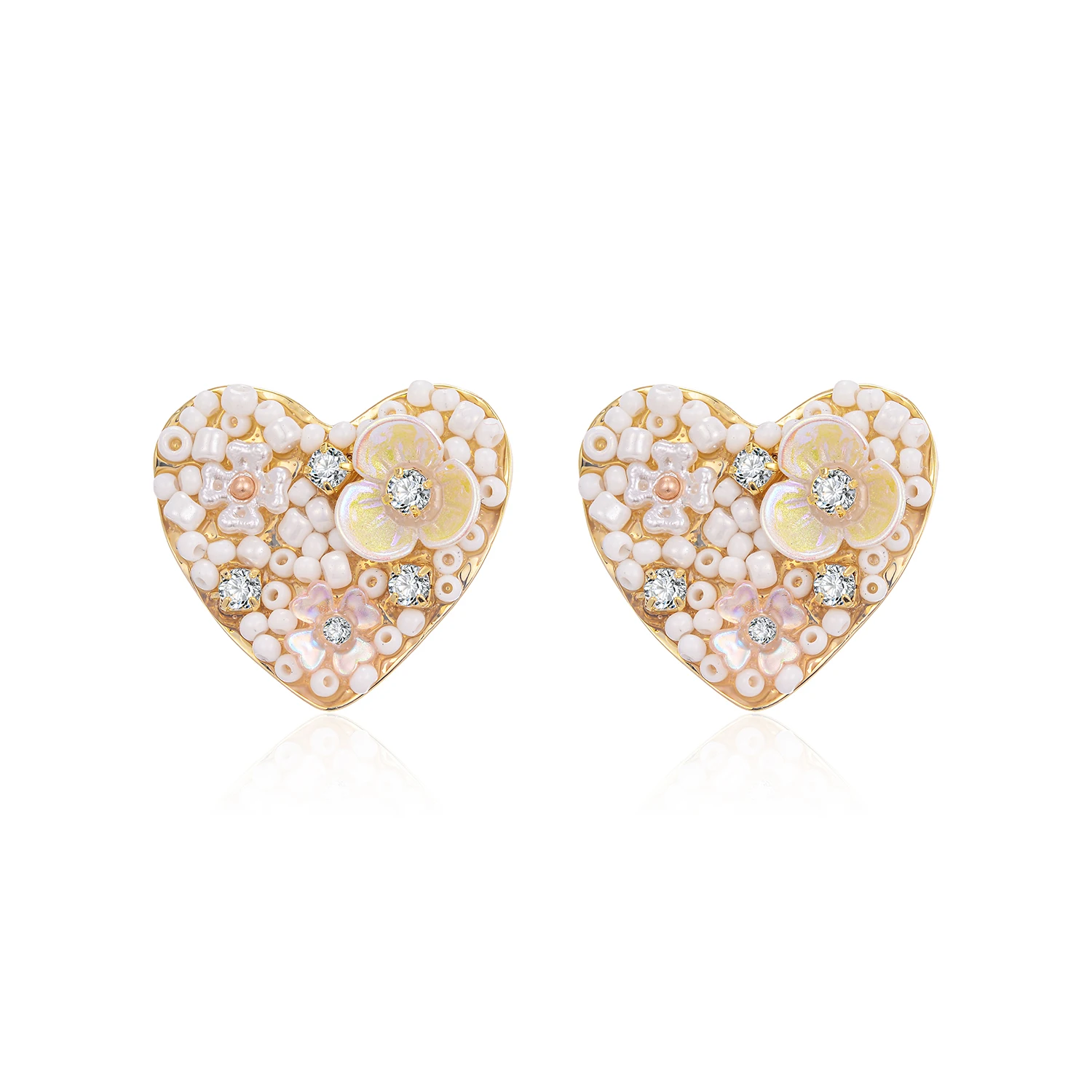 

Resin Flower Beads Heart Stud Earrings for Women Gold Color Copper Pendant Earring Fashion Jewelry boucle d'oreille femme 2019