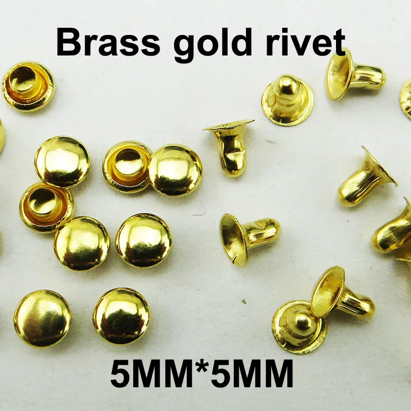 

200PCS 5MM gold copper REIVET buttons sewing clothes accessorY bag fits MR-011