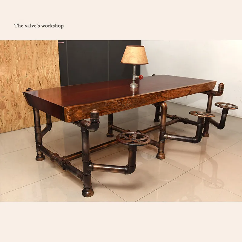 Американская промышленная офисная мебель, Золотая серия лет, креативный трубопровод из цельного дерева, стол для босса, офисный стол-J001