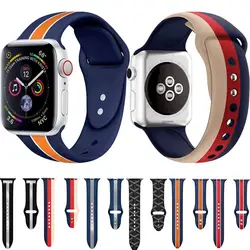 Спортивный силиконовый ремешок для наручных часов Apple Watch, версии 4/3/2/1 красочные замена Браслет аксессуары для наручных часов iWatch, 44/42/40/38 мм