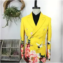 Printin костюм мужской Красивый персональный маленький костюм ночной клуб повседневный костюм парикмахер волна один Западный корейский вариант