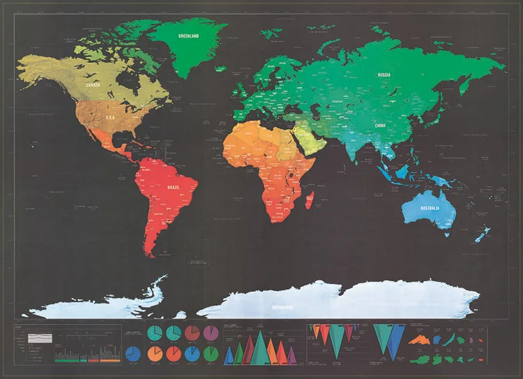 Deluxe Raspadinha Mapa Do Mundo 82.5x59.5 cm Preto Mapa Do Zero