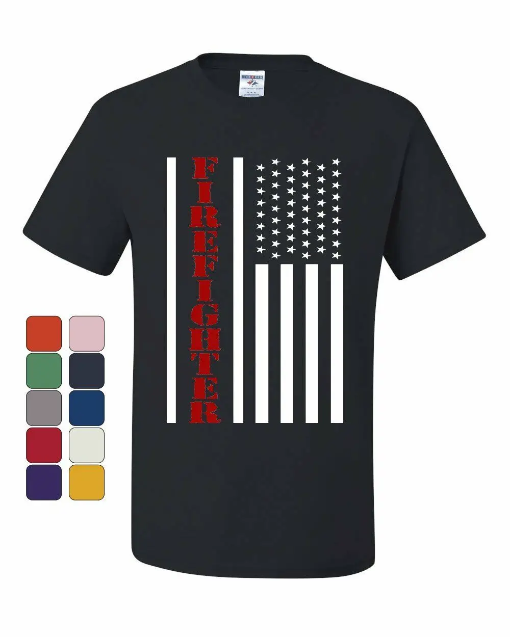 

Firefighter Stars and Stripes T-Shirt Fire and Rescue Fire Dept Tee Men Shirt