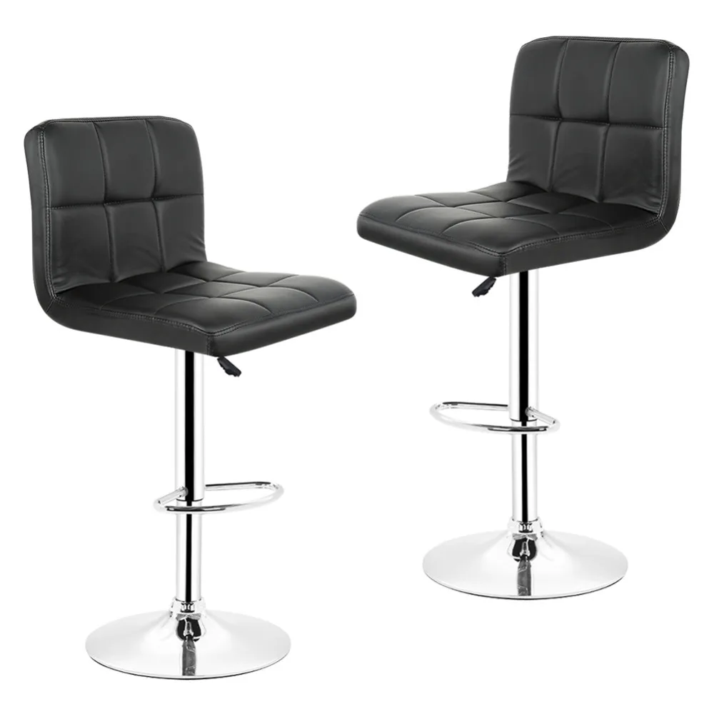 

JEOBEST 2PCS/set Kitchen Bar Stools Chair Leather Adjustable Swivel Bar Stools Breakfast Bar Chairs Black/Red DE FR HWC