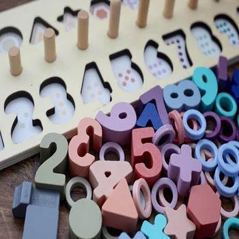 

Wooden Educational Preschool Toys Numbers Shape Color Recognition Blocks Stack Sort Kids Toy FJ88