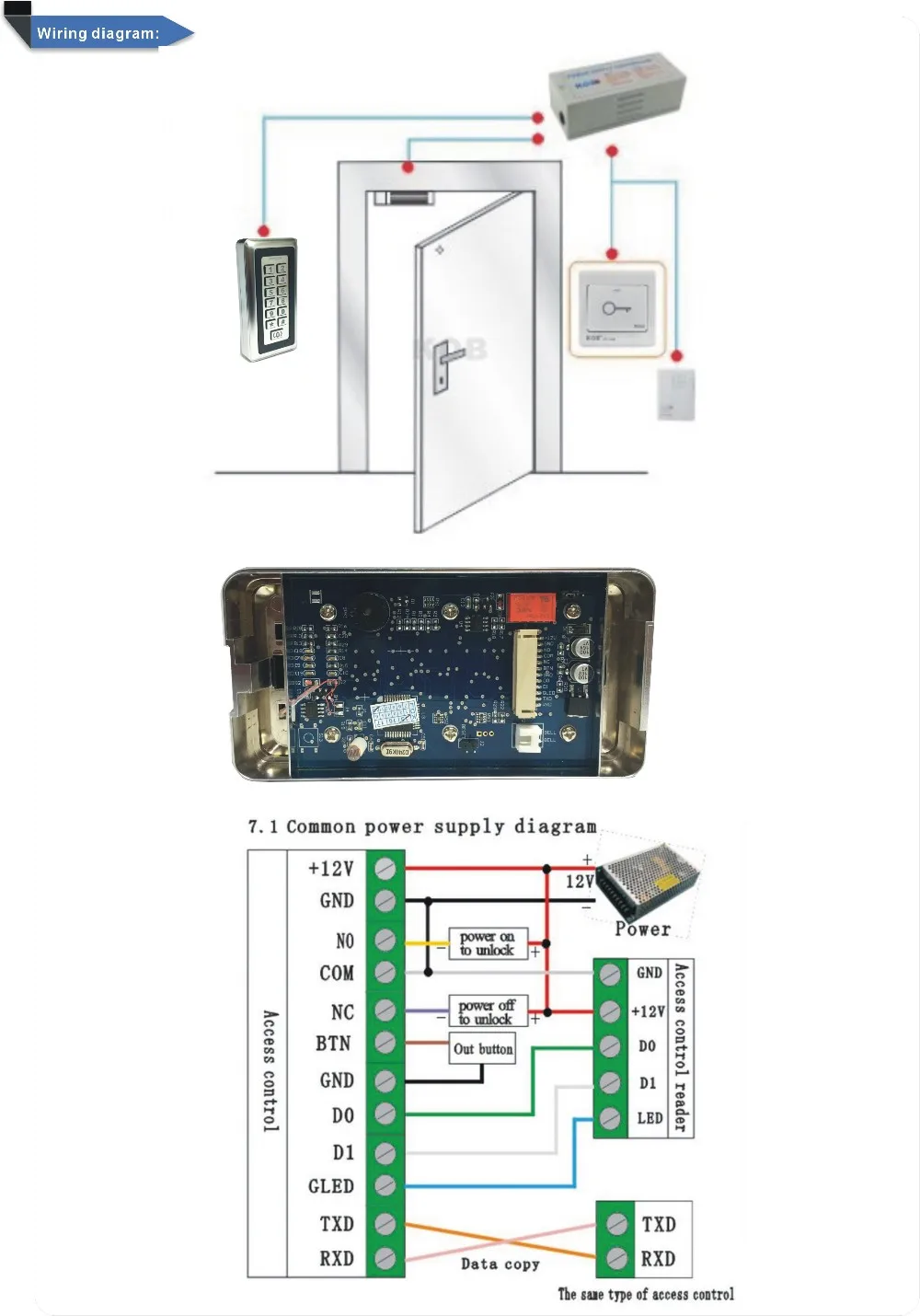 Металлический корпус 125 кГц Электронные RFID входной двери Система контроля доступа с 10 шт. Кристалл брелков