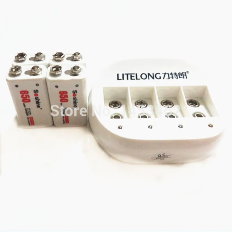 

4pcs 9v Rechargeable 650mAh Lithium-ion Battery+1PCS Smart Charger with Adapter
