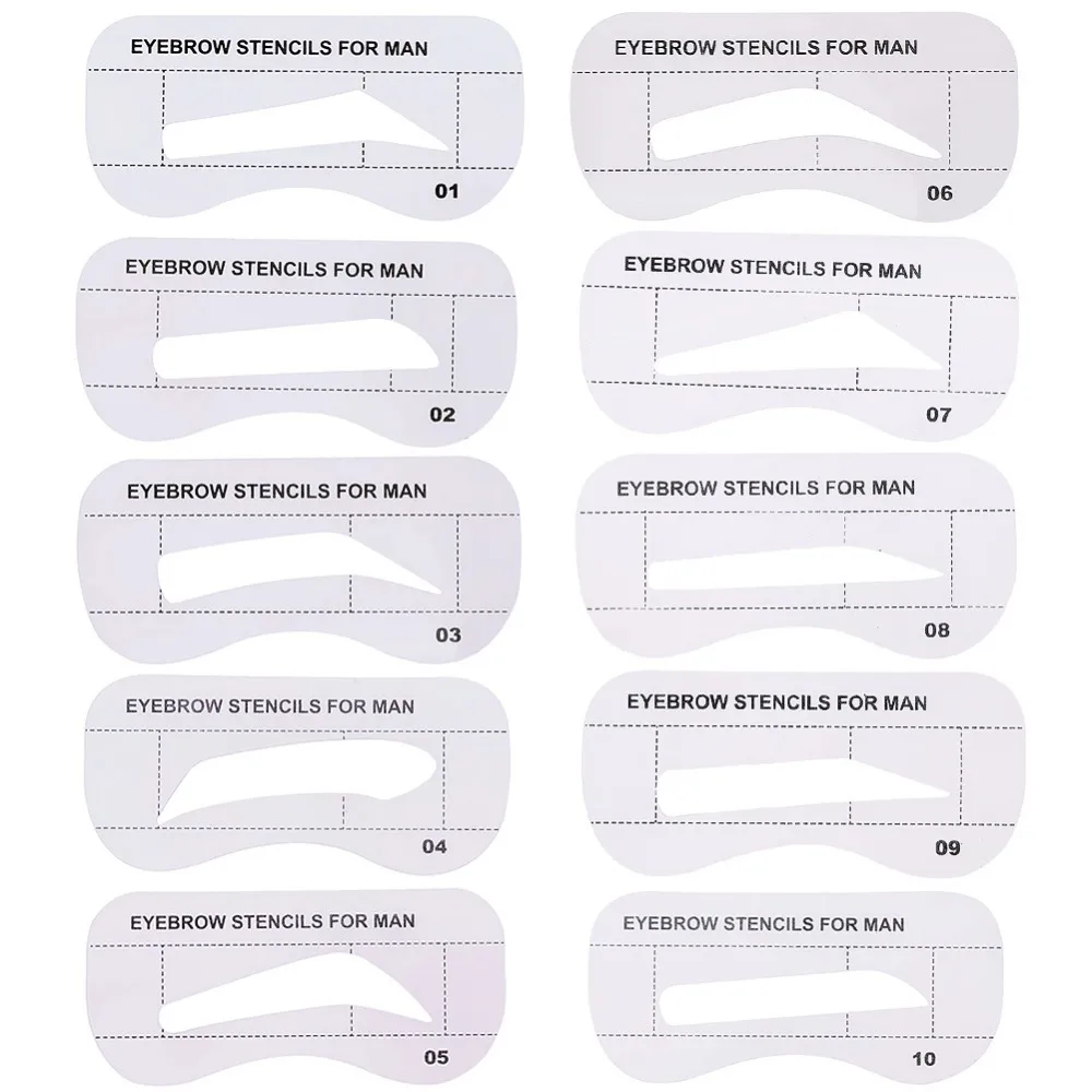 10 шт./компл. Красота трафарет для бровей с бровей формирователь комплект Make Up шаблон косметический набор для бровей Шаблон для Для мужчин#267687