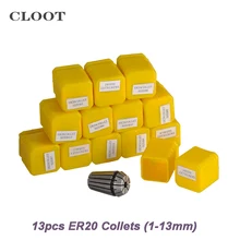1 Set ER20 Collet 13Pcs Collet Chuck For CNC Milling Lathe Tool And Spindle Motor CNC Machine Lathe Accessories (2-12mm)