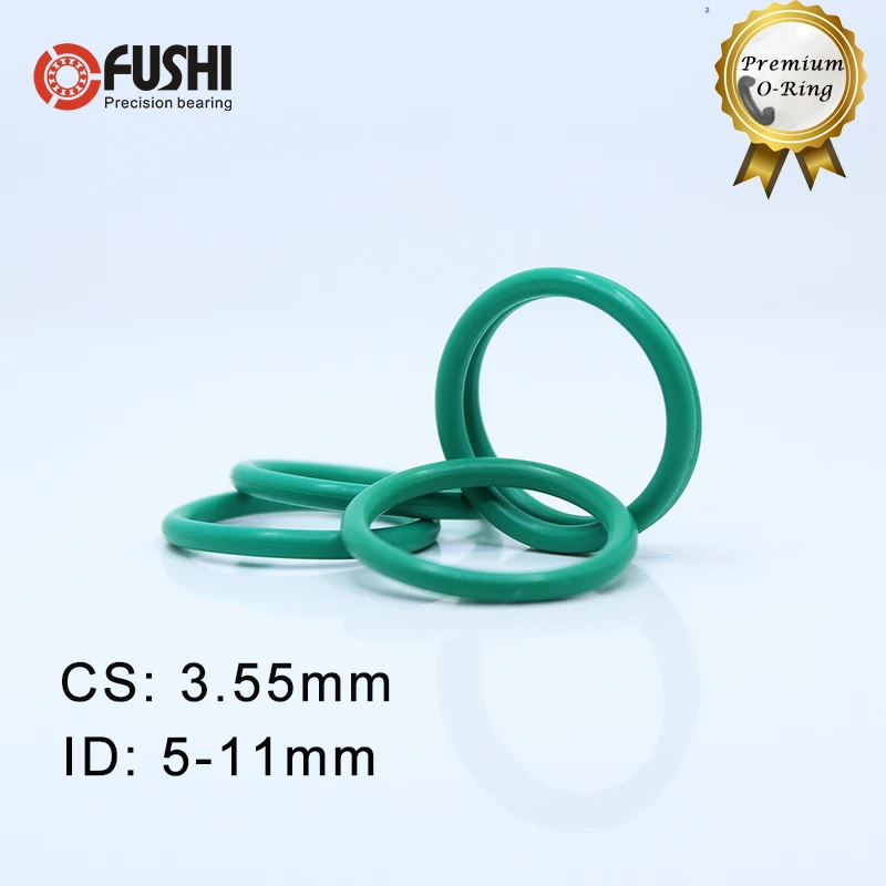 

CS3.55mm FKM Viton Rubber O RING ID 5/6/7/8/9/10/11*3.55 mm 100PCS O-Ring Fluorine Gasket Oil seal Green ORing