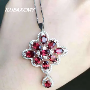 

KJJEAXCMY boutique jewelry,Garnet Necklace hanging 925 sterling silver inlaid gems to support detection