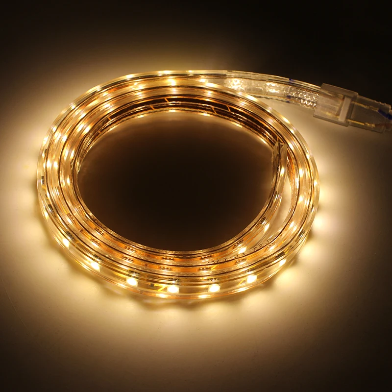 buy Quadruple 1M 220V 5050 Waterproof LED Strip 60LEDs m Flexible LED String Tape Living Room Outdoor Lighting Decoration
