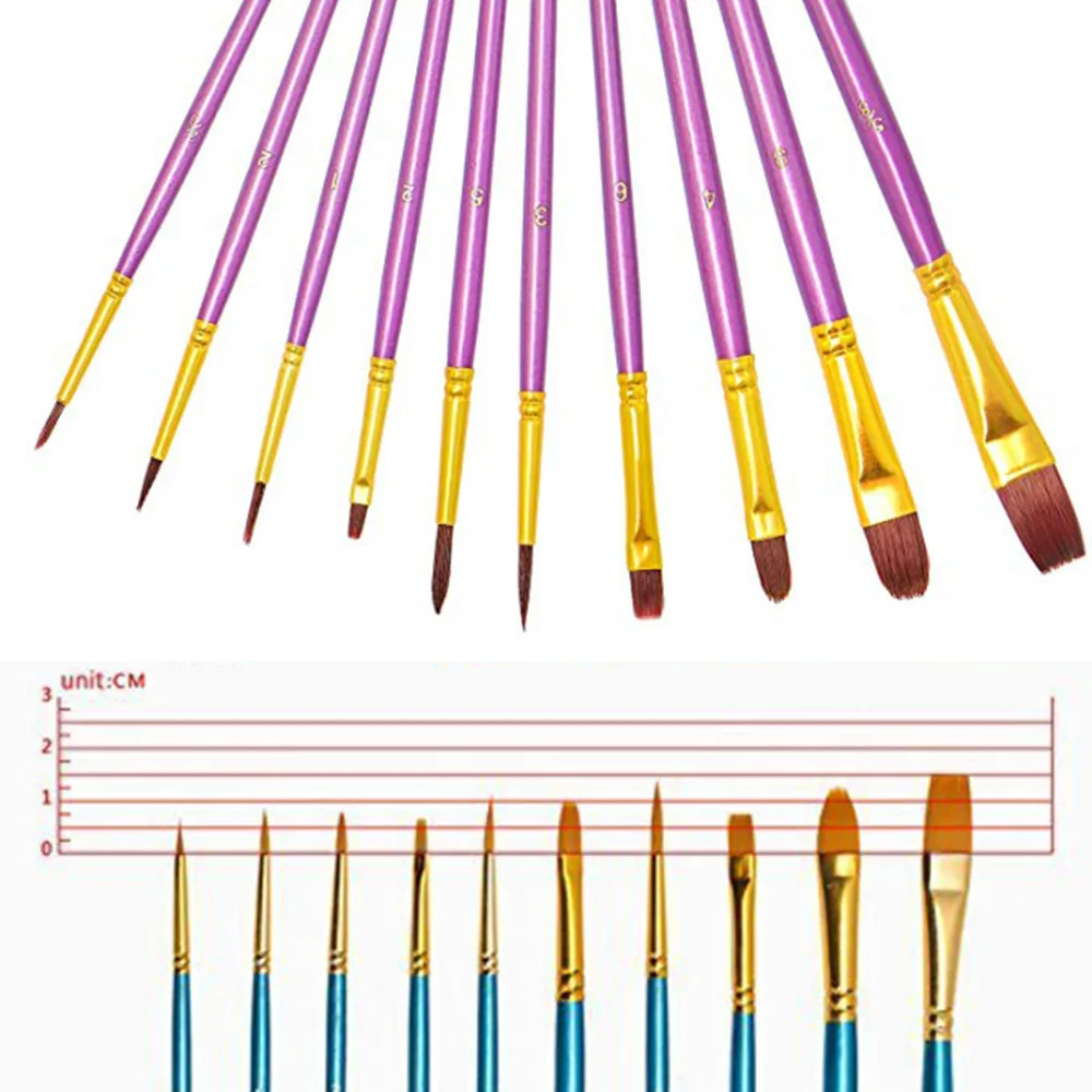 Премиум-живопись набор мягких ручек-кистей 10 шт./компл. красочные синий/фиолетовый деревянной ручкой акварель нейлоновые кисти для рисования набор кистей для рисования
