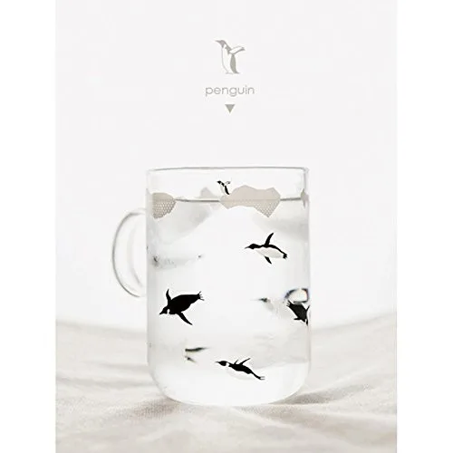 

500ml Polar Bear Penguin Pattern Couple Glass Scrub Transparent Heat Resistant Tea Cup Coffee Cup Milk Cups Water Cup