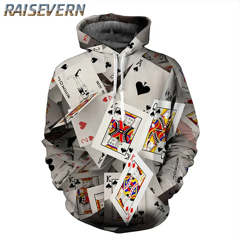Buy RAISEVERN 2018 3D Poker Printed Hoodies Men/Women