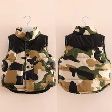 2015 winter Camouflage boys clothing girls clothing plus velvet thickening cotton-padded vest outerwear wt-3298