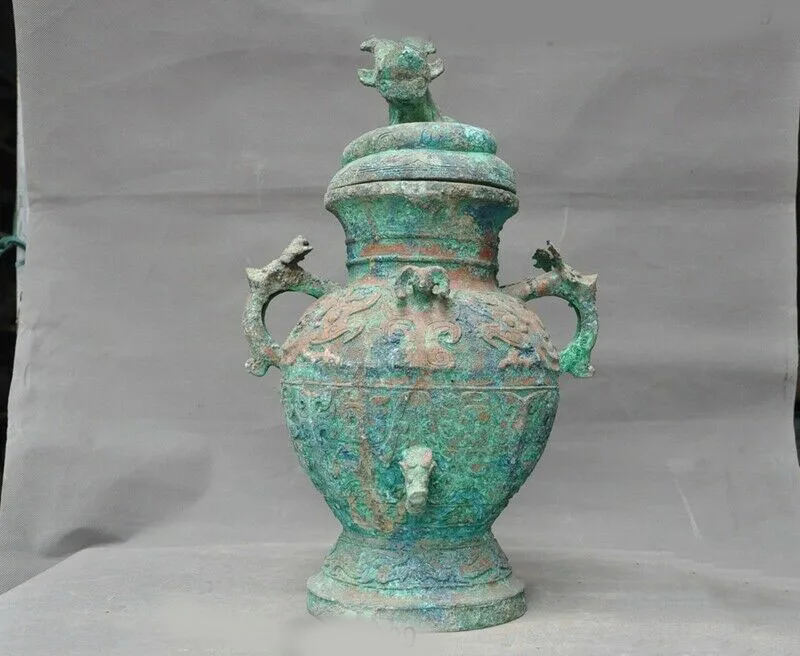 

wedding decoration Shang Zhou Dynasty Bronze Ware Beast pattern Wine vessel Wineware Crock pot jar