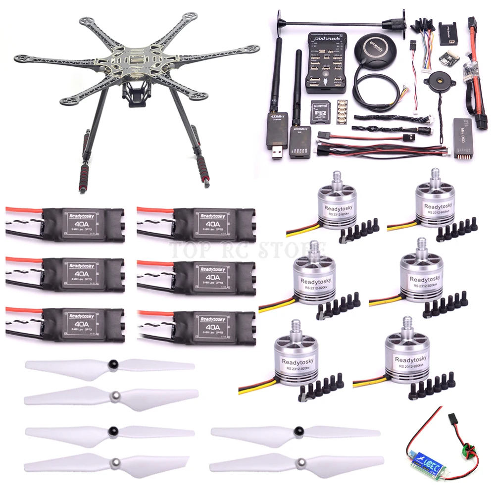 

S550 550mm PCB Hexacopter Frame Kit Pixhawk 2.4.8 / APM2.6 flight controller 433 telemetry M8N GPS 2312 920kv 40A 2-6S OPTP ESC