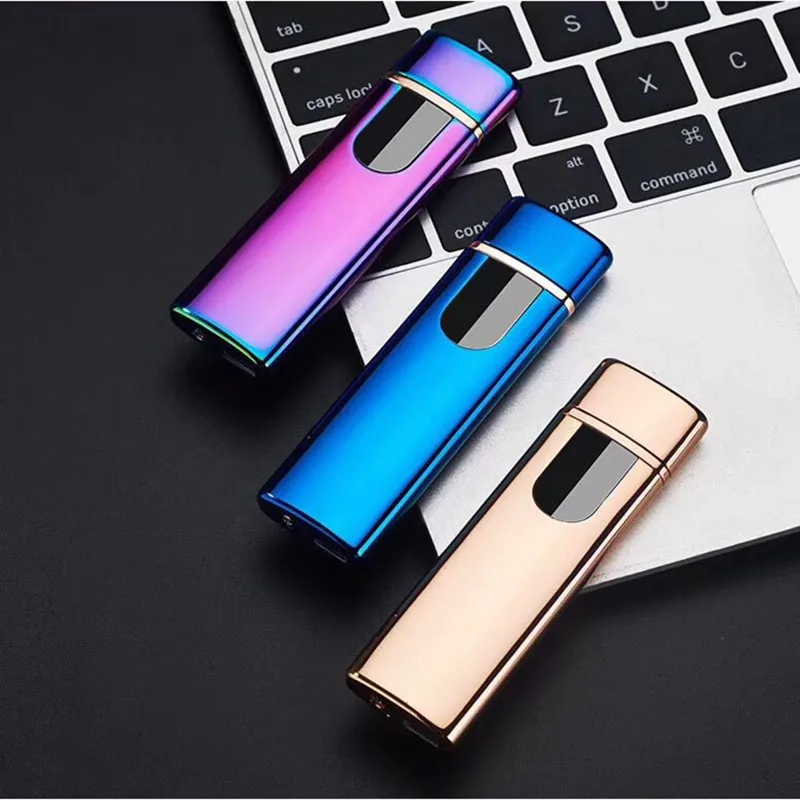 Free Laser Logo USB font b Electronic b font Tungsten Turbo Lighter Smart Screen Touch Plasma