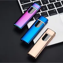 Free Laser Logo USB font b Electronic b font Tungsten Turbo Lighter Smart Screen Touch Plasma