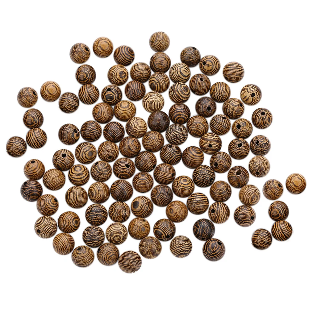100x Natural Wood Grain Pattern Unpainted Round Wooden Beads 100pcs Bulk Sale For DIY Jewelry | Украшения и аксессуары