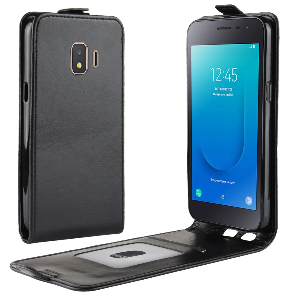 

J260 Case for Samsung Galaxy J2 Core Cases Down Open Style Flip Leather Thick Solid Card Slot Protect Cover Black J 260 SM J260A