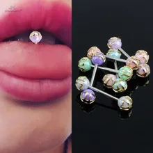 Starbeauty 10 шт./партия Сердце Торус пирсинг-штанга для языка кольцо-пирсинг в язык нержавеющая сталь ниппельные кольца акриловые пирсинг ювелирные изделия для тела