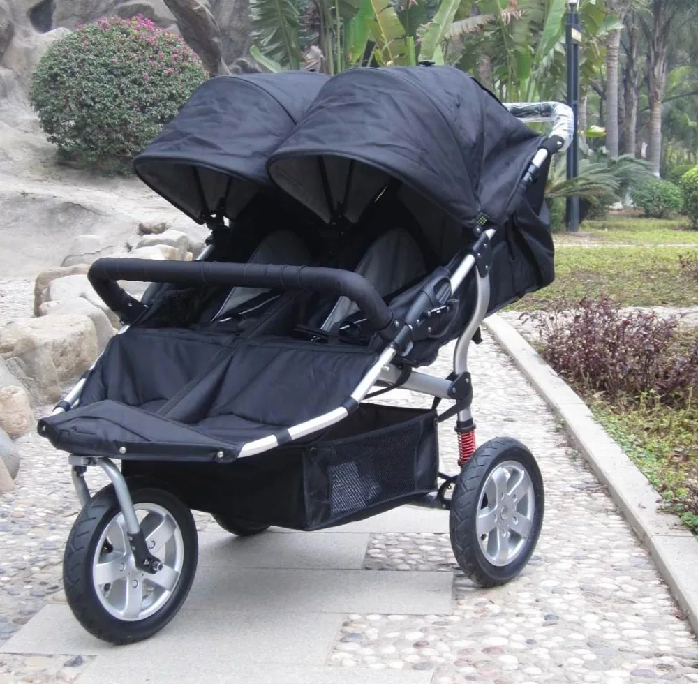 worldwide european style double carriage twin baby designer double stroller blue circles