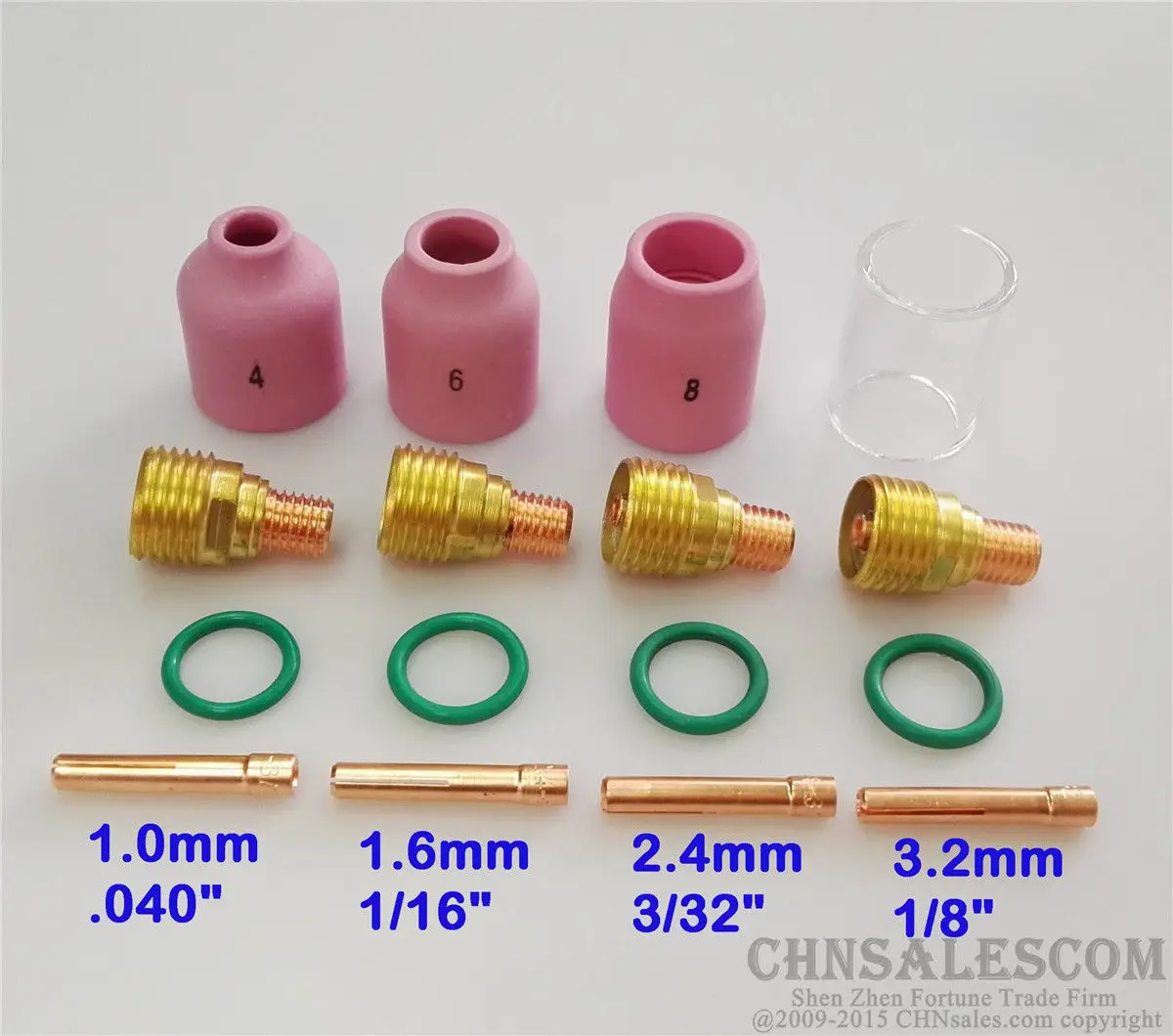 

CHNsalescom 16 pcs TIG Welding Gas Lens Ceramic nozzle & Pyrex Cup Kit for WP-9/20/25 Torch