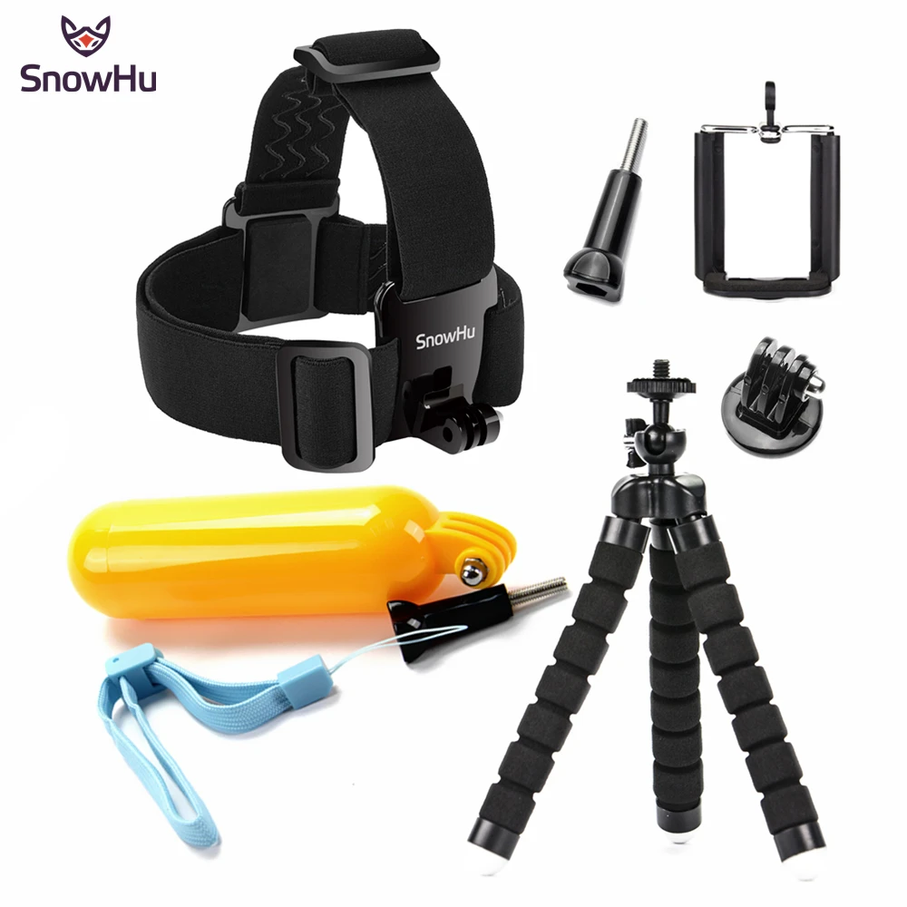 SnowHu Sport camera Accessories Kit Head Strap Monopod For Gopro Hero 6 5 4 3+ 2 1 for SJCAM for SJ4000 for Eken H9R GS63