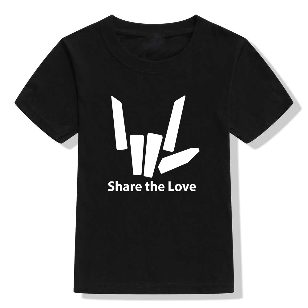 Share The Love Print New Fashion Childrens Tees Boys O-neck Short Sleeves Shirt Girls Fashion Street Style Soft Tops Tshirt - Цвет: 48N6-KSTBK-