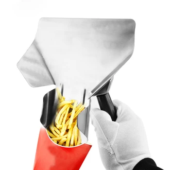 

304 Stainless Steel French Fries Funnel Fast Food Restaurant Kitchen Tools Chips Scoop Packing Shovel Kitchen Portable Tool 1pcs