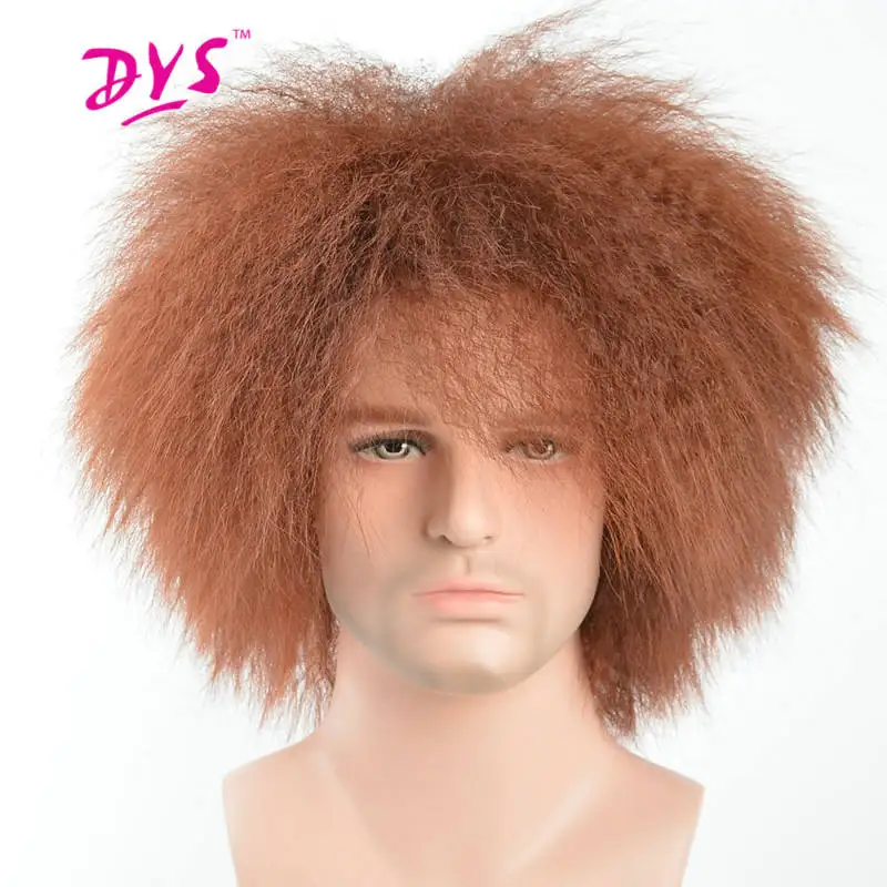 Deyngs короткие кудрявые прямые синтетические мужские парики натуральный черный