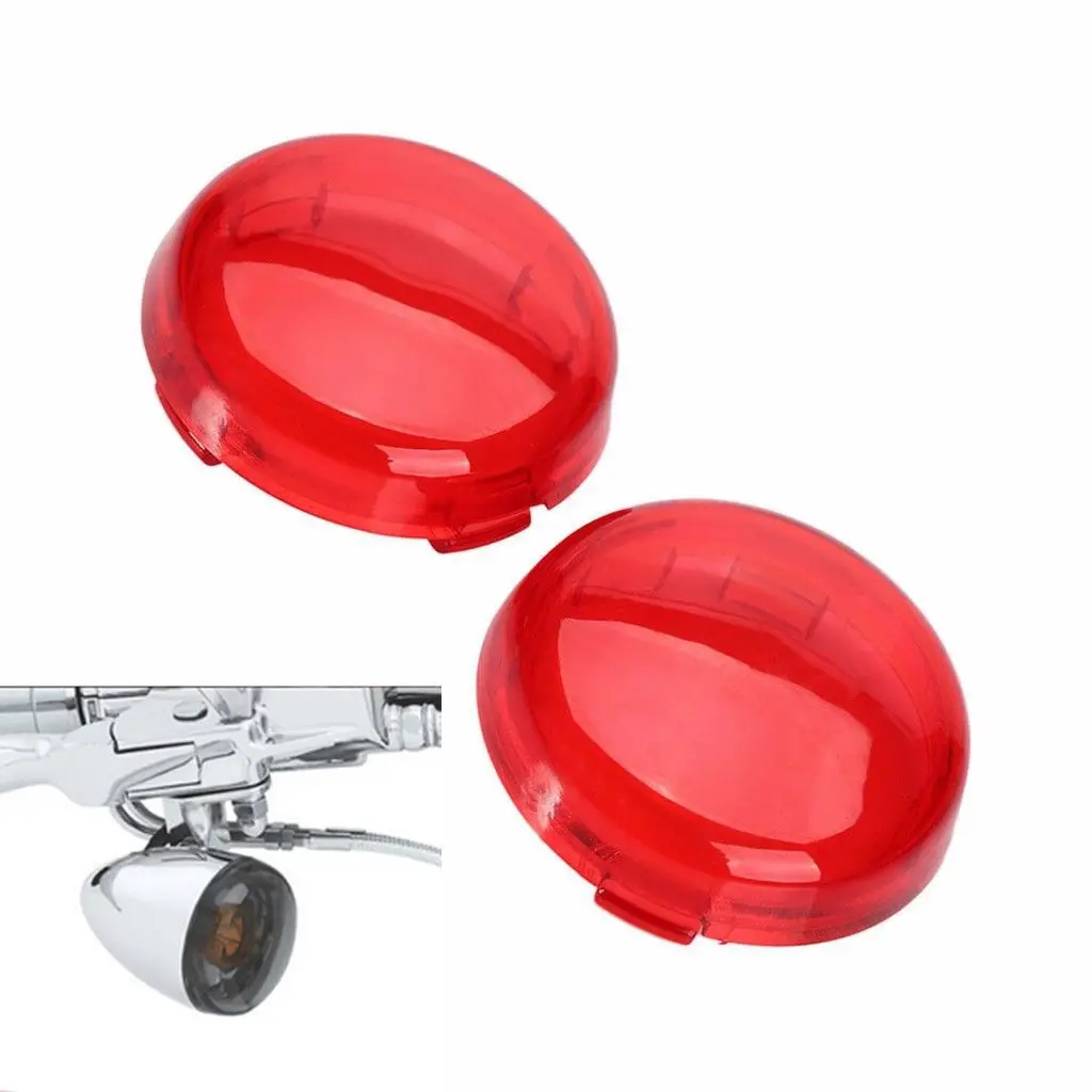 

Red Pancake Turn Signal Light Lens Cover For 86-15 Harley Dyna Softail Sportster