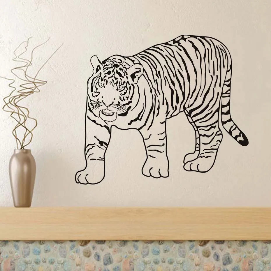 Wholesale Modern Living Room Animal Design Removable Walking Tiger Wall Decal Art Vinyl Home Decor Wallpaper Sticker | Дом и сад