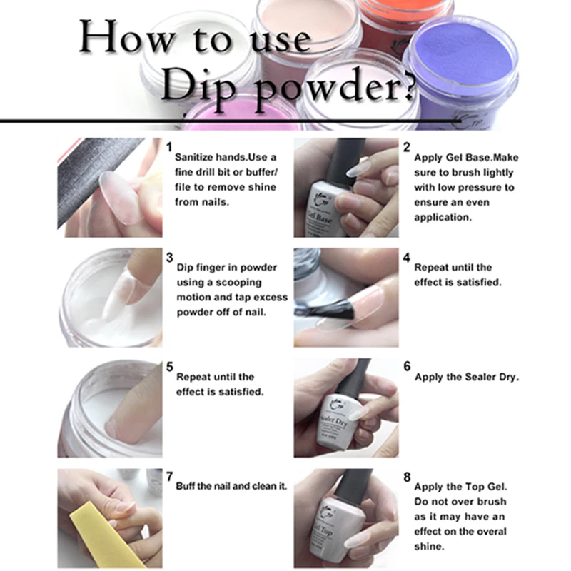 Dip en polvo 1 oz/28g francés Color de uñas brillo ninguna lámpara de UV cura manicura uñas de Gel arte salón polvo decoración duradera fácil seco venta