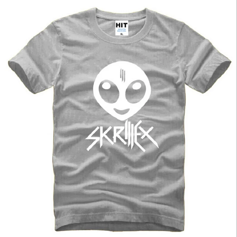 Одежда высшего качества Skrillex футболки Для мужчин рок-группа футболка с принтом в стиле хип-хоп Для мужчин модные хлопковые Для мужчин s короткий рукав смешные DJ летняя футболка - Цвет: gray t shirts 3
