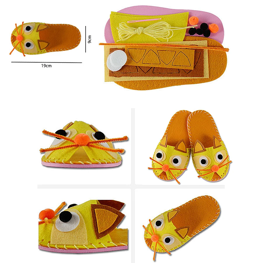 Montessori Toys Handmade DIY Creative Cartoon Slippers Sewing kit,Non-woven Fabric Shoes Art & Crafts Educational Toys For Kid 3 Montessori Toys Handmade DIY Creative Cartoon Slippers Sewing kit,Non-woven Fabric Shoes Art & Crafts Educational Toys For Kid 3