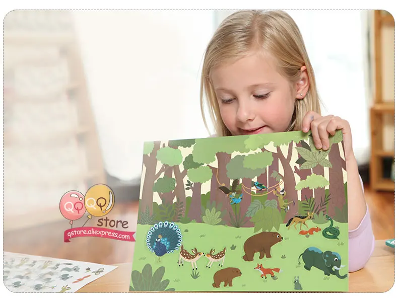 MiDeer новые многоразовые наклейки книга игровой коврик коллекция детские развивающие игрушки для детей головоломка подарок Съемный Фон сцены