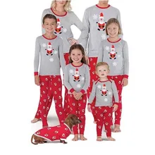 Пижамы с принтом Санта Клауса для всей семьи; коллекция года; одинаковые рождественские пижамы для всей семьи; одежда для сна для родителей и детей; цвет серый; одежда для сна