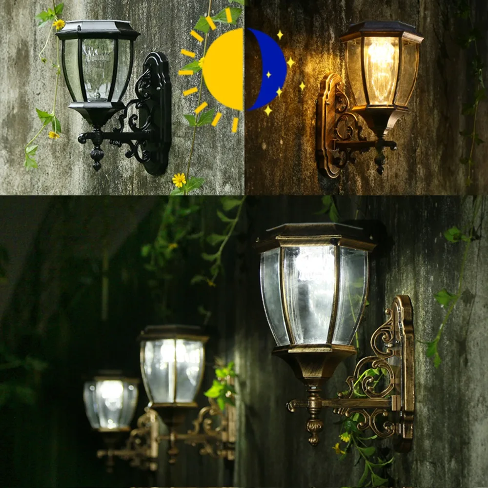 E27 czarny Super jasność Lampy Po Słonecznej do głównej Homestia 1 pc Vintage Słoneczna zewnątrz ściany Kinkiety