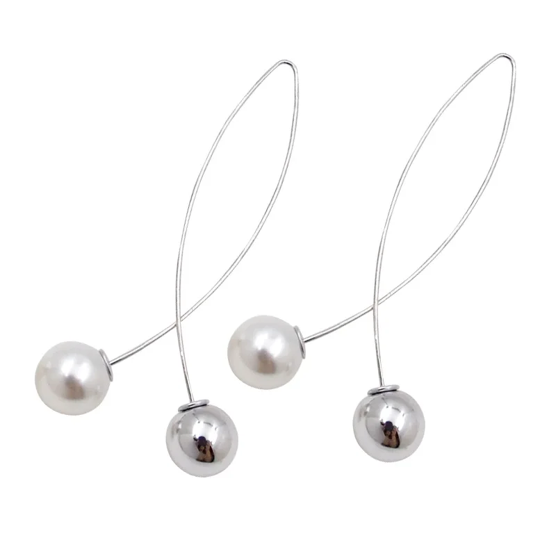 2018 New Cross Imitation Pearl Earrings Long Simple Fashion Earrings Women Wedding Jewelry Boucles D'oreilles Pour Les Femmes - Image 4