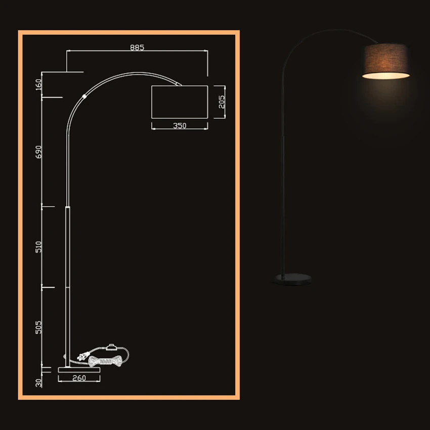 Дизайнерские Современные тканевые Торшеры для гостиной, спальни, прикроватные черно-белые светодиодные торшеры, лампы для кухни, светильники, светильник