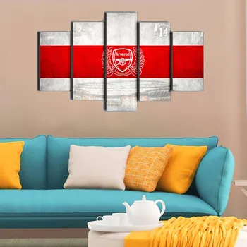 

Hot sell 5 pieces canvas paintings Arsenal Football Club Logo printing poster printer of boy's room decoration