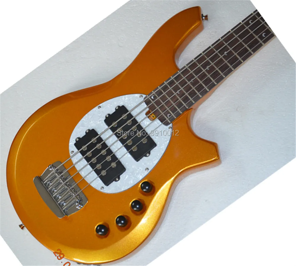 Wholesale High Quality 5 Strings Music Man Bongo Gold color Bass Guitar  free shipping 