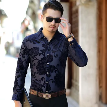 

KUYOMENS Men Shirt 2018 Spring Summer Long Sleeve Flower Print Hawaii Shirt Camisa Masculina Brand Male High Quality Dress Shirt